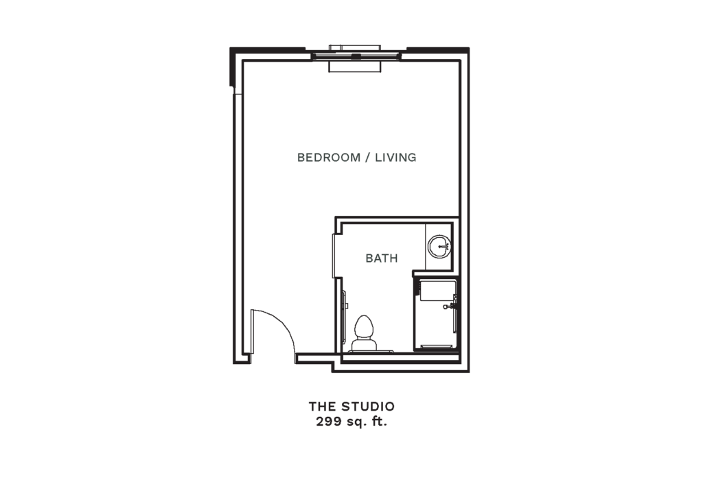 Layout of "The Studio" - studio with 299 sq. ft.